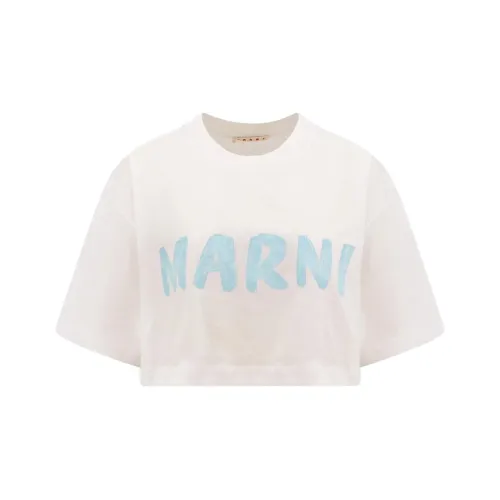 MARNI Logo Printed Cropped T Shirt