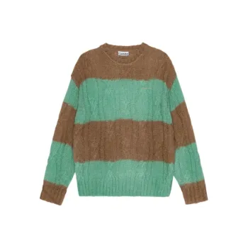 GANNI Striped Cable Knitted Jumper