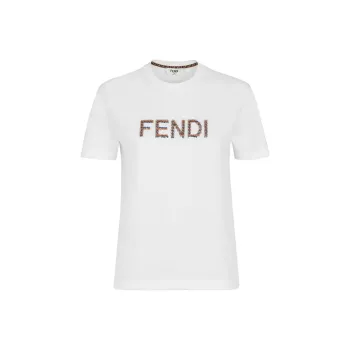 FENDI Logo Detailed Crewneck T Shirt