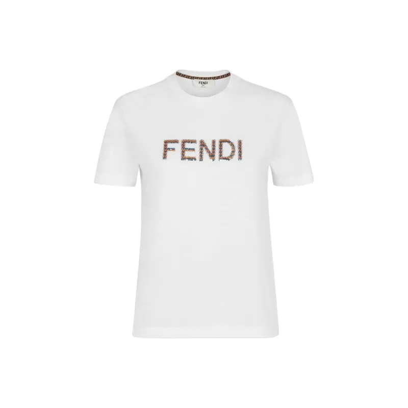 FENDI Logo Detailed Crewneck T Shirt-0