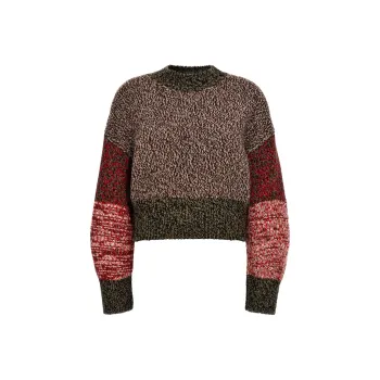 LOEWE Balloon Sleeved Crewneck Cropped Jumper