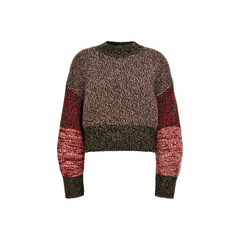 LOEWE Balloon Sleeved Crewneck Cropped Jumper-0