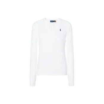 Polo Ralph Lauren Cable Knit Cotton V Neck Sweater Sweater Women's White