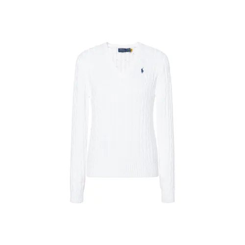 Polo Ralph Lauren Cable Knit Cotton V Neck Sweater Sweater Women's White