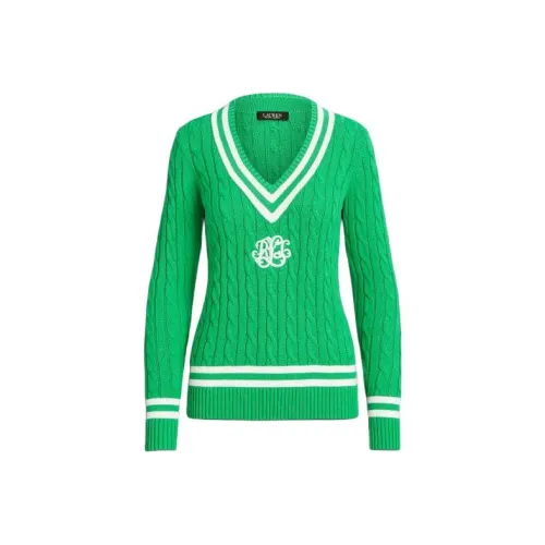 LAUREN RALPH LAUREN Cable Knit Cotton Cricket Sweater Women's Green