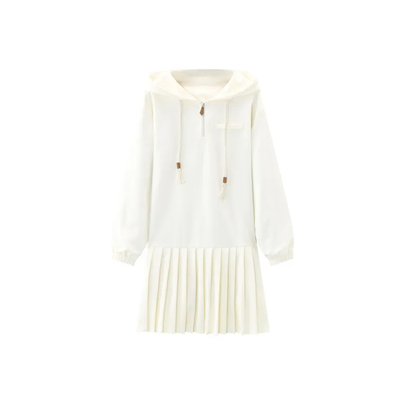 KUHNMARVIN Puff Sleeve Hoodie Skirt Women's Apricot-0