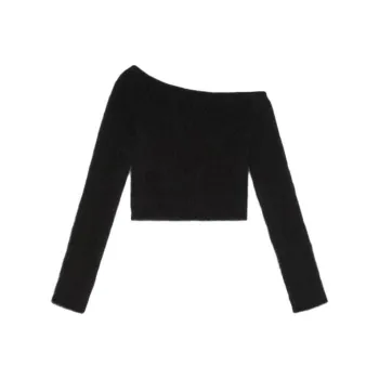 GIVENCHY SS24 Cropped Asymmetrical Sweater In Alpaca Wool Sweater Women's Black
