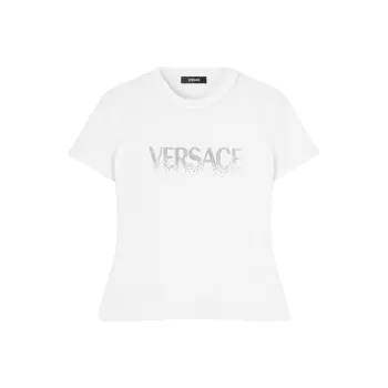 VERSACE Logo Embellished Crewneck T Shirt