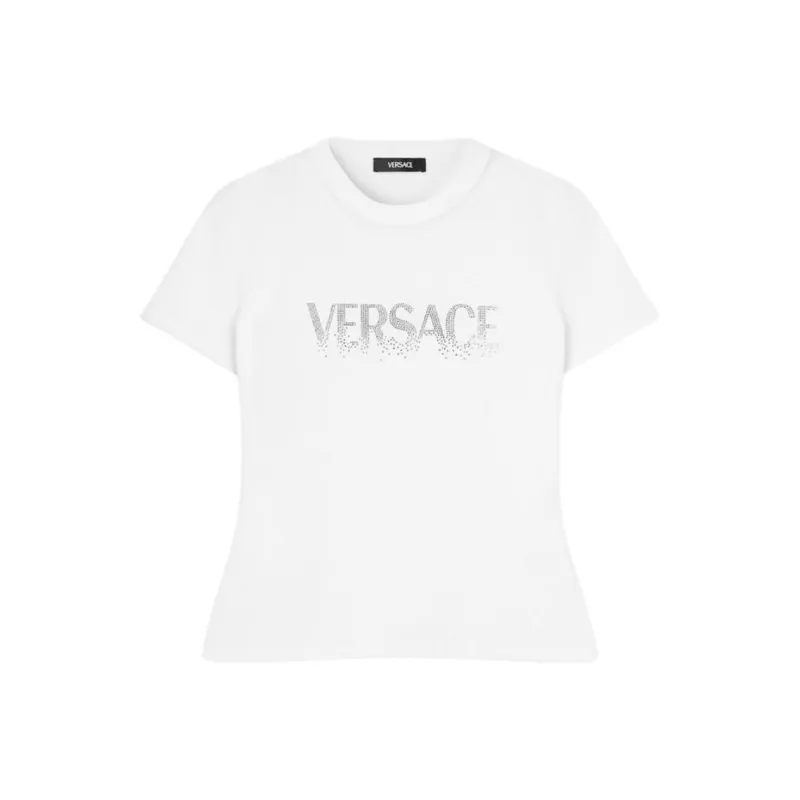 VERSACE Logo Embellished Crewneck T Shirt-0