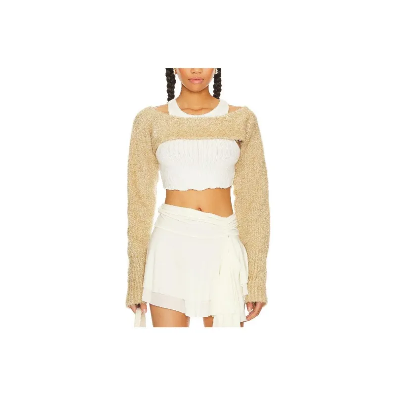FREE PEOPLE Crop Tops Women's Beige-0