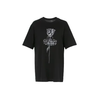 LOFT SHINE Crew Neck Fitted Straight Short Sleeved T Shirt Women's Black