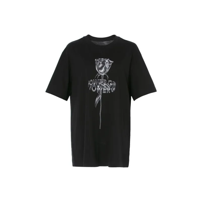LOFT SHINE Crew Neck Fitted Straight Short Sleeved T Shirt Women's Black-0