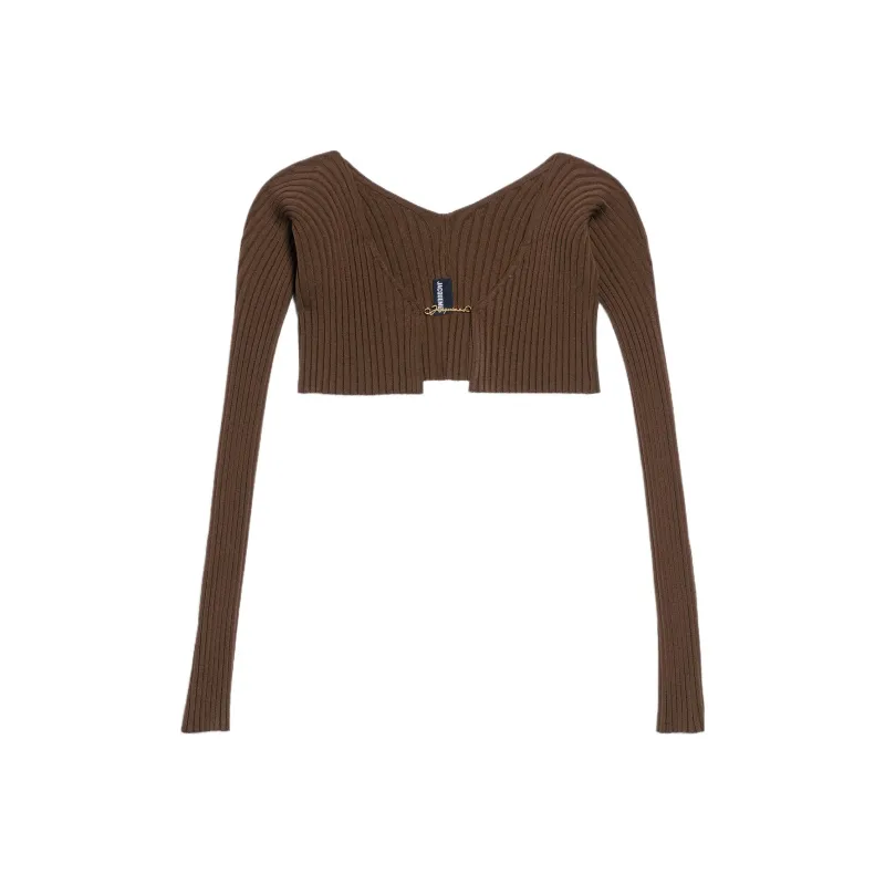 Jacquemus La Maille Pralu Micro Charm Logo Cardigan Pink-11