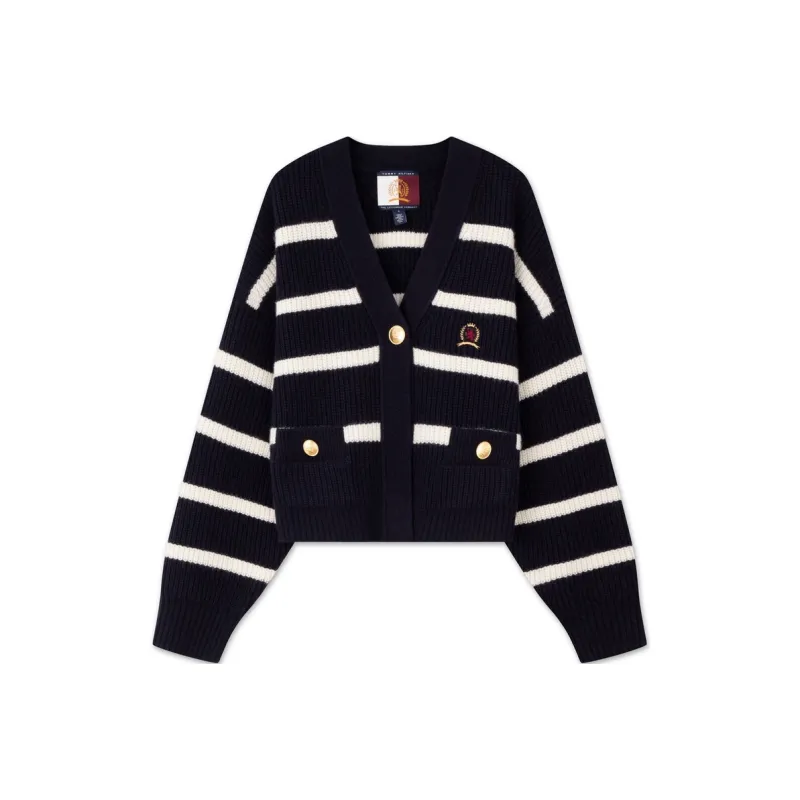 Tommy Hilfiger Sweater Women's Navy Blue White Stripes-0