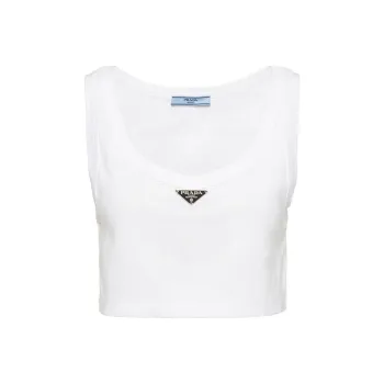 PRADA Triangle-logo Crop Top