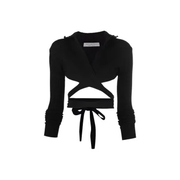 PHILOSOPHY DI LORENZO SERAFINI Plissé Wrap around Cropped Shirt