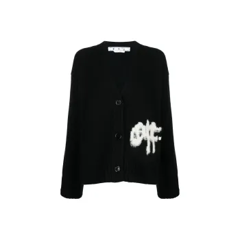OFF WHITE Logo Intarsia Cardigan Black/Multi