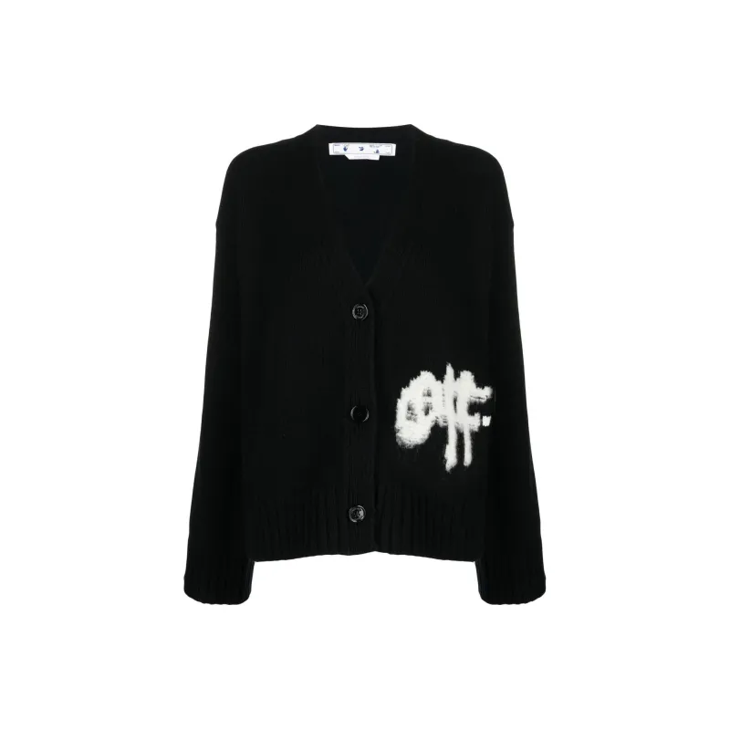 OFF WHITE Logo Intarsia Cardigan Black/Multi-0