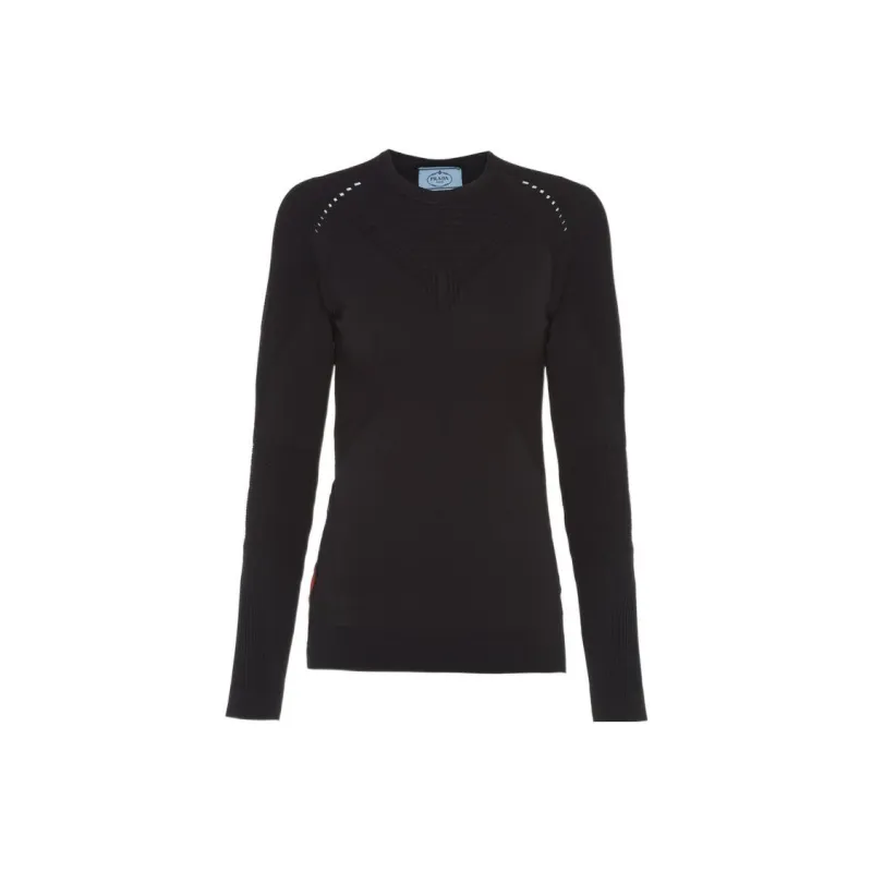 PRADA Long Sleeved Crewneck Knitted Top-0