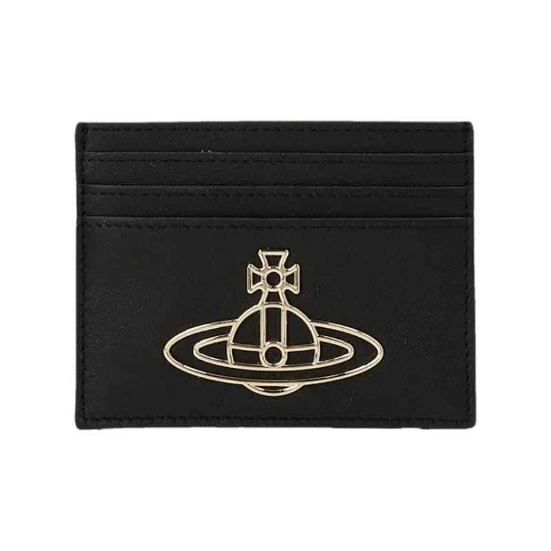 Vivienne Westwood Leather Card Holder Wallet Women's Black-0
