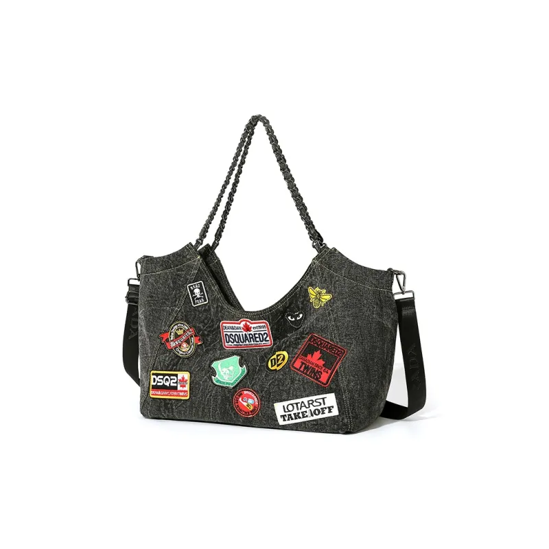 MASTER CANVAS Tote Canvas Bag, Shoulder Bag Unisex Denim Black/Denim Green-1