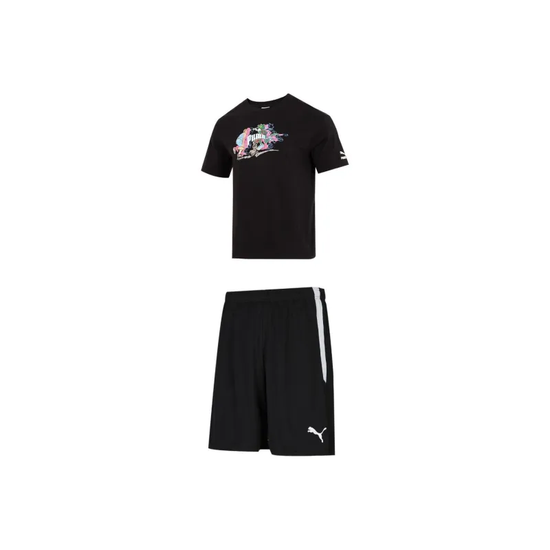 PUMA SS23 LaMelo Ball Series Casual Sportswear Men Clothing Set Black T Shirt+Black Shorts-0