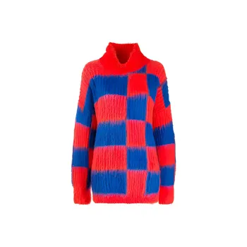 MSGM Checked Turtleneck Oversized Sweater