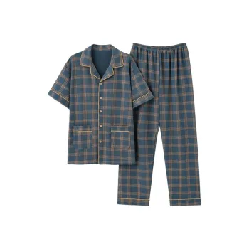 Lan Miao Pajama Set Men's Earth Yellow Stripes