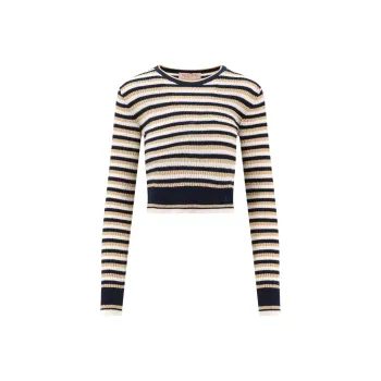 Valentino Striped Long-Sleeved Cropped Jumper