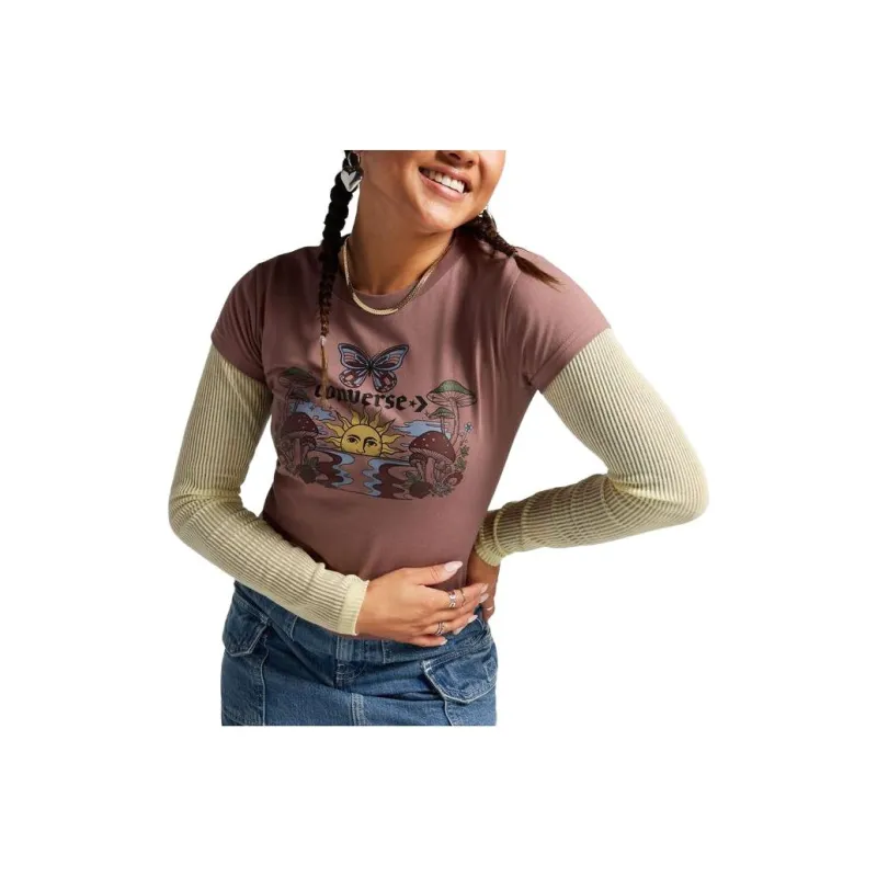 Converse Blooming Skate T-Shirt Women's Red Brown-0