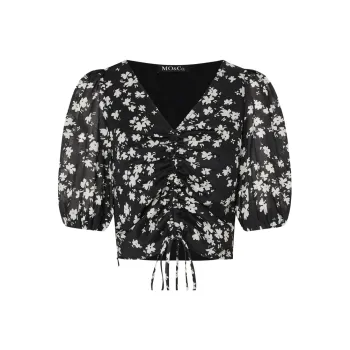 MO&CO Crop Tops Women's Black With Multicolor