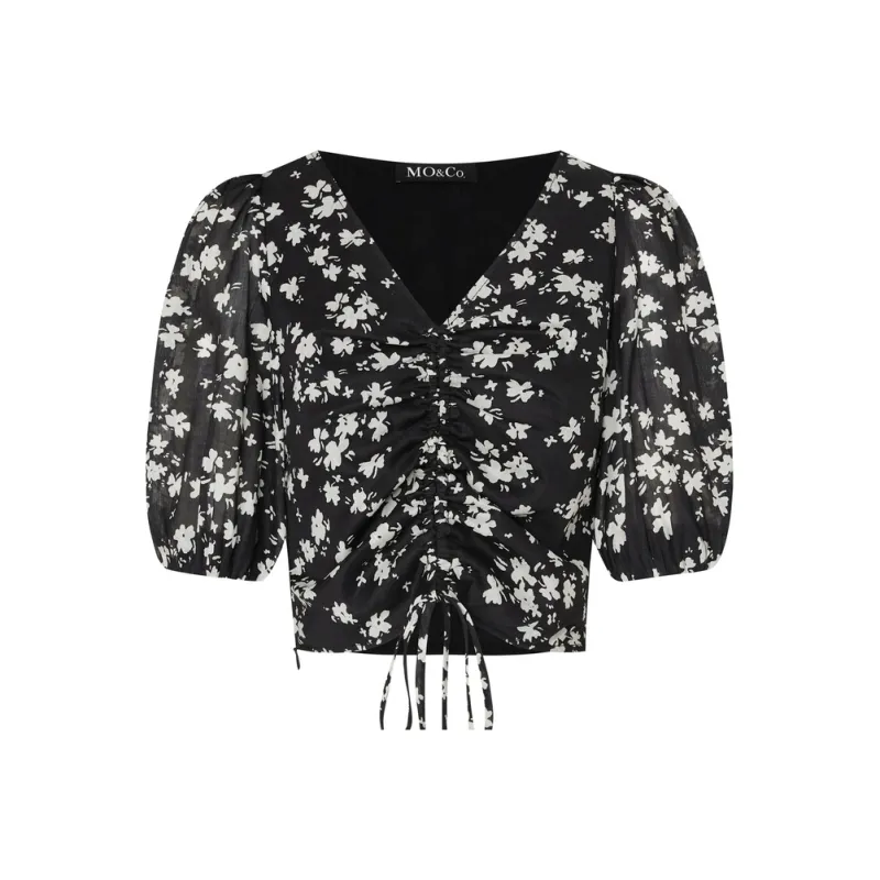 MO&CO Crop Tops Women's Black Sole With Multicolor-0