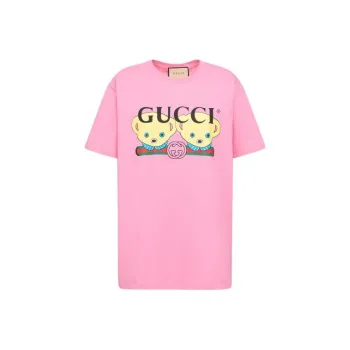 GUCCI Drop Shoulder Sleeve T Shirt Women's Pink