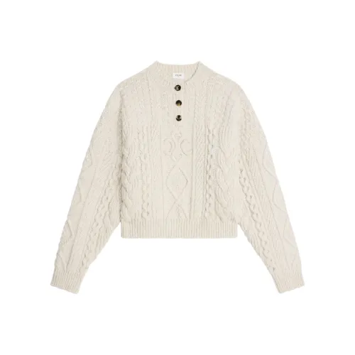 CELINE Triomphe Crew Neck Sweater In Aran Wool