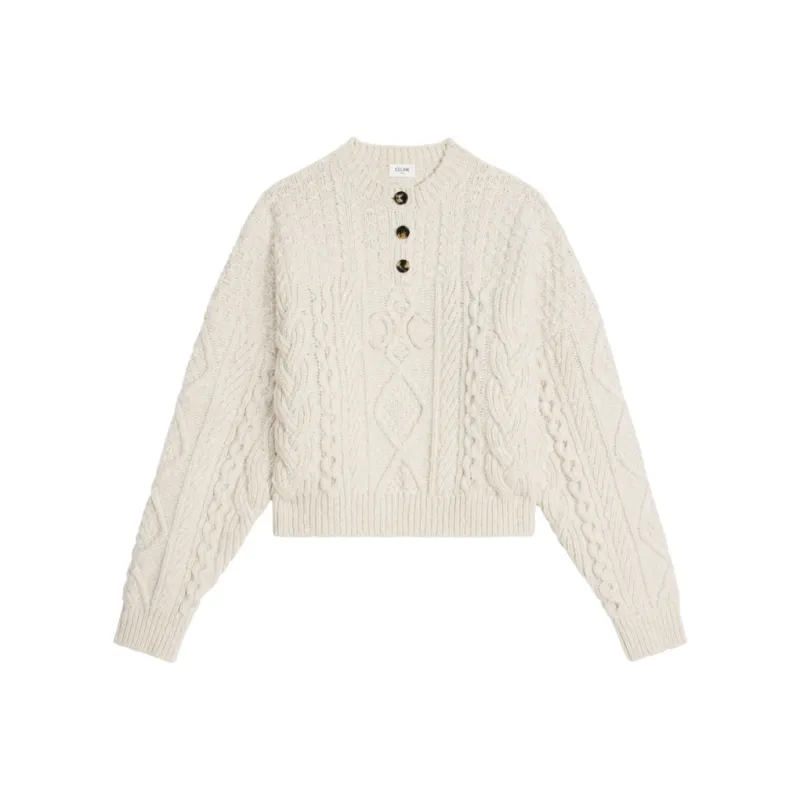 CELINE Triomphe Crew Neck Sweater In Aran Wool-0