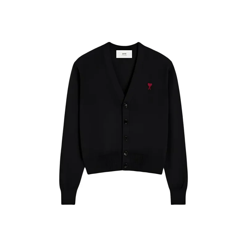 Ami Paris Ami De Coeur Logo Embroidered Buttoned Cardigan-0
