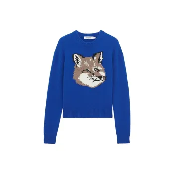 Maison Kitsune Big Fox Head Pullover Royal Blue