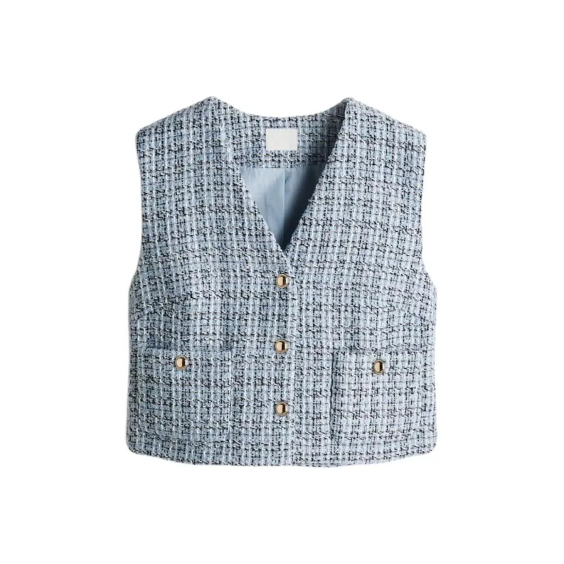 H&M Tank Top Women's Light Blue Plaid-0