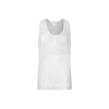 Genny Floral embroidered Organza Tank Top