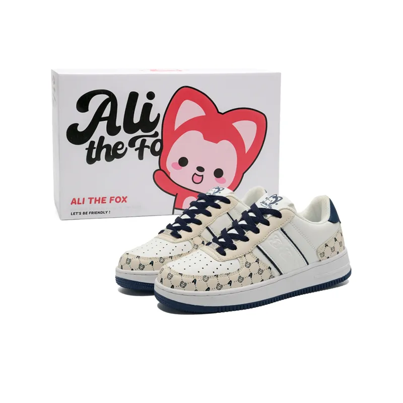 ALI THE FOX Skateboard Shoes Unisex Low Top Milk Tea Powder/Iceberg Blue-49