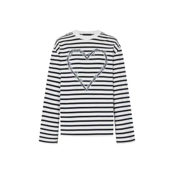 MOCO T Shirt Women's Black White Stripes
