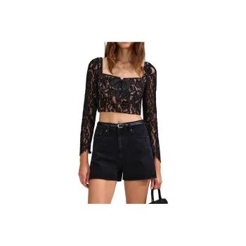 Self-portrait Crop Tops Women's Black