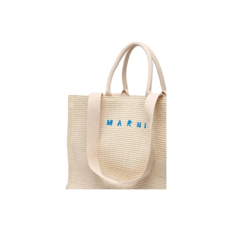 MARNI Logo Embroidered Woven Tote Bag-3