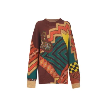 ETRO Patchwork Printed Ribbed Knitted Jumper