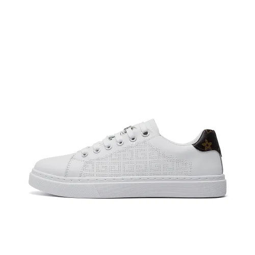 JIETEGONGYANG Lightweight And Breathable Low Top Skateboard Shoes Men's White