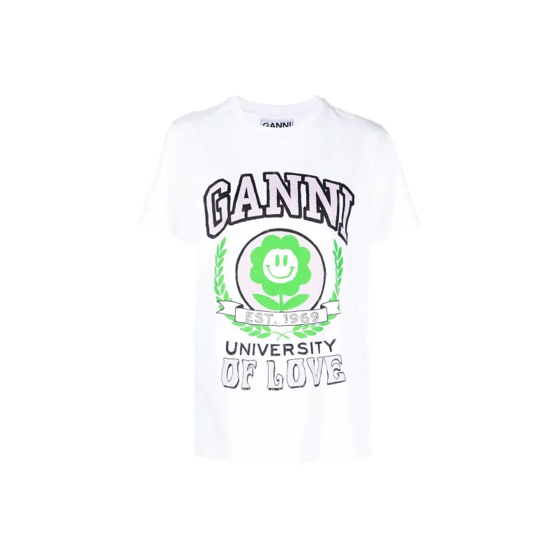 GANNI University Of Love Series T Shirts Women's White-0