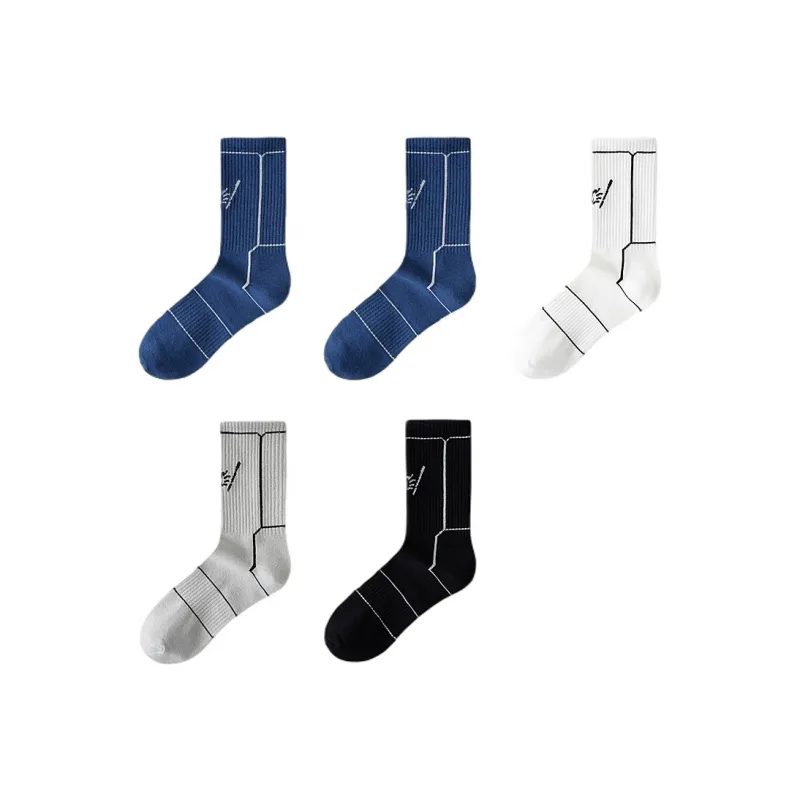 H YXIANG Mid Calf Socks Unisex 5 Pack-4