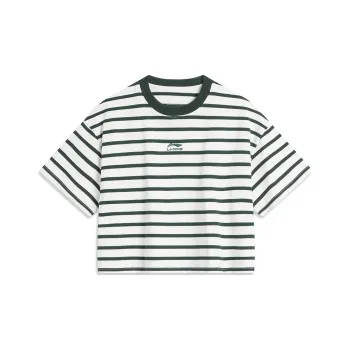 LiNing Weekend Youth Drop Shoulder Sleeve T Shirt Women's Ivory/Vintage Green