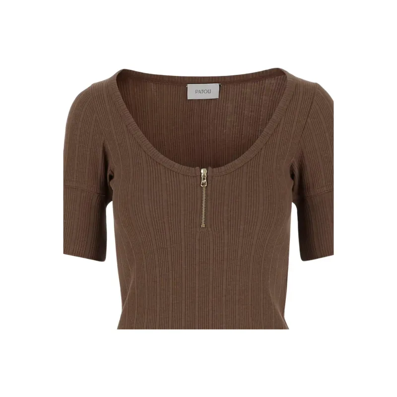 Patou Scoop neck Ribbed T shirt-2