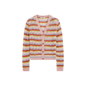 Maison Kitsune Stripped Lace Cardigan
